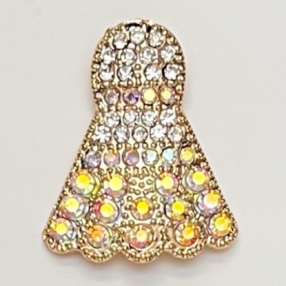 🎾Gold Badminton Racket Set w/ Pink Pastel Aurora Borealis Crystals 2” Earrings - Picture 3 of 4